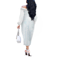 Samoa Lotu Tamaiti Mamanu Siapo Off The Shoulder Long Sleeve Dress Off White Plumeria LT7 - Polynesian Pride