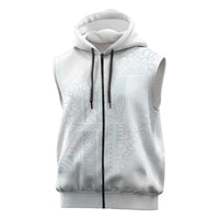 Samoa Lotu Tamaiti Mamanu Siapo Sleeveless Zip Hoodie Off White Plumeria LT7 Baby Blue - Polynesian Pride