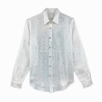 Samoa Lotu Tamaiti Mamanu Siapo Women Casual Shirt Off White Plumeria LT7 - Polynesian Pride