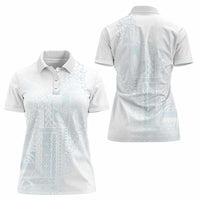Samoa Lotu Tamaiti Mamanu Siapo Women Polo Shirt Off White Plumeria LT7 - Polynesian Pride