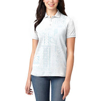 Samoa Lotu Tamaiti Mamanu Siapo Women Polo Shirt Off White Plumeria LT7 - Polynesian Pride