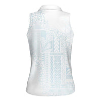 Samoa Lotu Tamaiti Mamanu Siapo Women Sleeveless Polo Shirt Off White Plumeria LT7 - Polynesian Pride