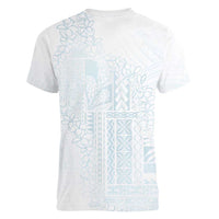 Samoa Lotu Tamaiti Mamanu Siapo Women V-Neck T-Shirt Off White Plumeria LT7 - Polynesian Pride