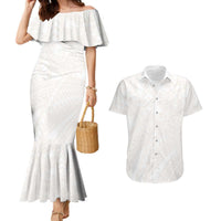 Samoa Lotu Tamaiti Ivory Couples Matching Mermaid Dress and Hawaiian Shirt Teuila Tatau LT7 Ivory - Polynesian Pride