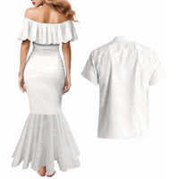 Samoa Lotu Tamaiti Ivory Couples Matching Mermaid Dress and Hawaiian Shirt Teuila Tatau LT7 - Polynesian Pride