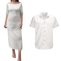 Samoa Lotu Tamaiti Ivory Couples Matching Puletasi and Hawaiian Shirt Teuila Tatau LT7 Ivory - Polynesian Pride