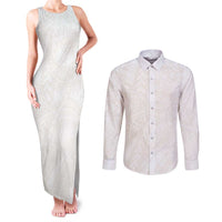 Samoa Lotu Tamaiti Ivory Couples Matching Tank Maxi Dress and Long Sleeve Button Shirt Teuila Tatau LT7 Ivory - Polynesian Pride