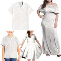 Samoa Lotu Tamaiti Ivory Family Matching Off Shoulder Maxi Dress and Hawaiian Shirt Teuila Tatau LT7 - Polynesian Pride