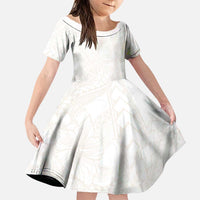Samoa Lotu Tamaiti Ivory Family Matching Puletasi and Hawaiian Shirt Teuila Tatau LT7 Daughter's Dress Ivory - Polynesian Pride