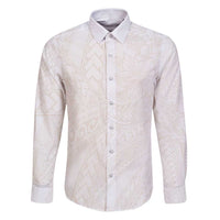 Samoa Lotu Tamaiti Ivory Family Matching Puletasi and Hawaiian Shirt Teuila Tatau LT7 Dad's Shirt - Long Sleeve Ivory - Polynesian Pride