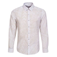Samoa Lotu Tamaiti Ivory Family Matching Short Sleeve Bodycon Dress and Hawaiian Shirt Teuila Tatau LT7 Dad's Shirt - Long Sleeve Ivory - Polynesian Pride