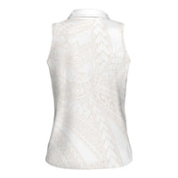 Samoa Lotu Tamaiti Ivory Women Sleeveless Polo Shirt Teuila Tatau LT7 - Polynesian Pride