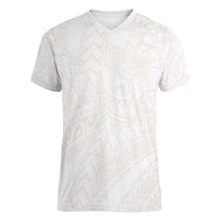 Samoa Lotu Tamaiti Ivory Women V-Neck T-Shirt Teuila Tatau LT7 Female Ivory - Polynesian Pride