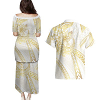 Samoa Lotu Tamaiti Gold Couples Matching Puletasi and Hawaiian Shirt Teuila Tatau LT7 - Polynesian Pride