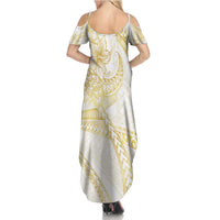 Samoa Lotu Tamaiti Gold Family Matching Summer Maxi Dress and Hawaiian Shirt Teuila Tatau LT7 - Polynesian Pride