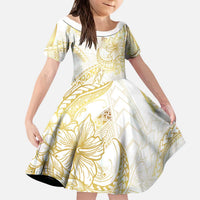 Samoa Lotu Tamaiti Gold Kid Short Sleeve Dress Teuila Tatau - Polynesian Pride