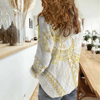 Samoa Lotu Tamaiti Gold Women Casual Shirt Teuila Tatau LT7 - Polynesian Pride