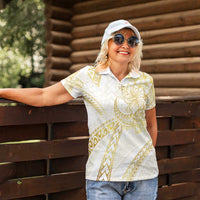Samoa Lotu Tamaiti Gold Women Polo Shirt Teuila Tatau LT7 - Polynesian Pride