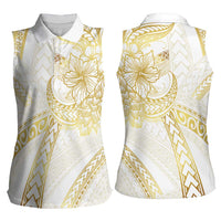 Samoa Lotu Tamaiti Gold Women Sleeveless Polo Shirt Teuila Tatau LT7 - Polynesian Pride