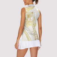 Samoa Lotu Tamaiti Gold Women Sleeveless Polo Shirt Teuila Tatau LT7 - Polynesian Pride
