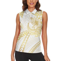 Samoa Lotu Tamaiti Gold Women Sleeveless Polo Shirt Teuila Tatau LT7 - Polynesian Pride