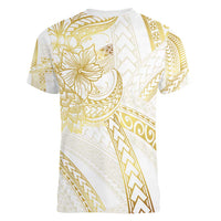 Samoa Lotu Tamaiti Gold Women V-Neck T-Shirt Teuila Tatau LT7 - Polynesian Pride
