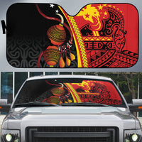 Papua New Guinea Independence Auto Sun Shade PNG Bagi and Lime Pot LT7 Black - Polynesian Pride