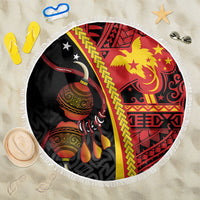 Papua New Guinea Independence Beach Blanket PNG Bagi and Lime Pot LT7 One Size 150cm Black - Polynesian Pride