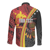 Papua New Guinea Independence Personalised Long Sleeve Button Shirt PNG Bagi and Lime Pot LT7 - Polynesian Pride