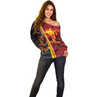 Papua New Guinea Independence Personalised Off Shoulder Sweater PNG Bagi and Lime Pot LT7 - Polynesian Pride