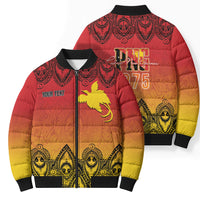 Papua New Guinea 1975 To The Future Personalised Bomber Puffer Jacket Sepik Masks LT7 - Polynesian Pride