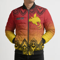 Papua New Guinea 1975 To The Future Personalised Bomber Puffer Jacket Sepik Masks LT7 - Polynesian Pride