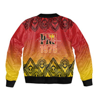 Papua New Guinea 1975 To The Future Personalised Sleeve Zip Bomber Jacket Sepik Masks LT7 - Polynesian Pride