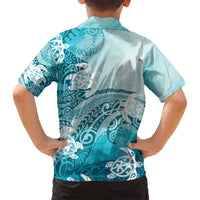 Polynesia Turtle Family Matching Long Sleeve Bodycon Dress and Hawaiian Shirt Watercolor Abstract Style LT7 - Polynesian Pride