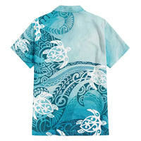 Polynesia Turtle Family Matching Long Sleeve Bodycon Dress and Hawaiian Shirt Watercolor Abstract Style LT7 - Polynesian Pride