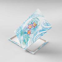 Sea Blue Polynesian Jellyfish Canvas Wall Art Watercolor Glows LT7 With Frame Light Blue - Polynesian Pride