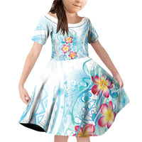 Sea Blue Polynesian Jellyfish Family Matching Off Shoulder Short Dress and Hawaiian Shirt Watercolor Glows LT7 Daughter's Dress Light Blue - Polynesian Pride