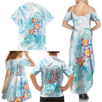 Sea Blue Polynesian Jellyfish Family Matching Summer Maxi Dress and Hawaiian Shirt Watercolor Glows LT7 - Polynesian Pride
