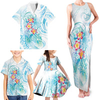 Sea Blue Polynesian Jellyfish Family Matching Tank Maxi Dress and Hawaiian Shirt Watercolor Glows LT7 - Polynesian Pride