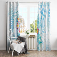 Sea Blue Polynesian Jellyfish Window Curtain Watercolor Glows - Polynesian Pride