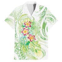 Summer Green Polynesian Jellyfish Family Matching Long Sleeve Bodycon Dress and Hawaiian Shirt Watercolor Glows LT7 Dad's Shirt - Short Sleeve Light Green - Polynesian Pride
