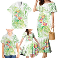 Summer Green Polynesian Jellyfish Family Matching Mermaid Dress and Hawaiian Shirt Watercolor Glows LT7 - Polynesian Pride