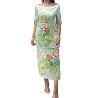 Summer Green Polynesian Jellyfish Family Matching Puletasi and Hawaiian Shirt Watercolor Glows LT7 Mom's Dress Light Green - Polynesian Pride