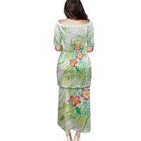 Summer Green Polynesian Jellyfish Family Matching Puletasi and Hawaiian Shirt Watercolor Glows LT7 - Polynesian Pride