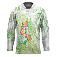 Summer Green Polynesian Jellyfish Hockey Jersey Watercolor Glows - Polynesian Pride