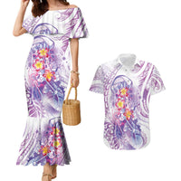 Lavender Polynesian Jellyfish Couples Matching Mermaid Dress and Hawaiian Shirt Watercolor Glows LT7 Lavender - Polynesian Pride