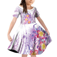 Lavender Polynesian Jellyfish Family Matching Off Shoulder Short Dress and Hawaiian Shirt Watercolor Glows LT7 Daughter's Dress Lavender - Polynesian Pride