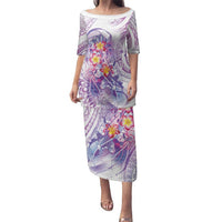 Lavender Polynesian Jellyfish Family Matching Puletasi and Hawaiian Shirt Watercolor Glows LT7 Mom's Dress Lavender - Polynesian Pride