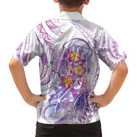 Lavender Polynesian Jellyfish Family Matching Short Sleeve Bodycon Dress and Hawaiian Shirt Watercolor Glows LT7 - Polynesian Pride