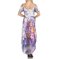 Lavender Polynesian Jellyfish Family Matching Summer Maxi Dress and Hawaiian Shirt Watercolor Glows LT7 - Polynesian Pride